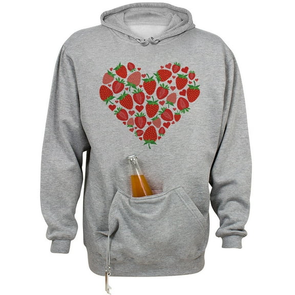 Strawberry Heart Beer Holder Tailgate Hoodie Sweatshirt Unisex Large Oxford