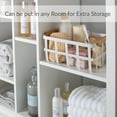 thumbnail image 3 of Simplify 4 Pack Rectangular Metal Storage Basket With Bamboo Handles | Large | Farmhouse Style Wire Basket | Home Organizer | Decorative | Rustic | White (Kit-10038-White-4Pk), 3 of 5