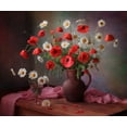 thumbnail image 2 of Skorokhod, Tatyana 23x20 Black Ornate Wood Framed with Double Matting Museum Art Print Titled - Still Life With A Bouquet Of Poppies And Chamomile, 2 of 4