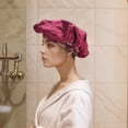 thumbnail image 4 of Unique Bargains 1 Pc Women Flowered Shower Cap for Bathroom Hotel Black Satin, Milk Silk, 4 of 5