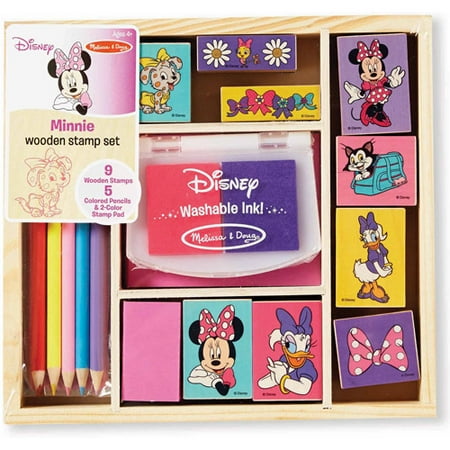 Melissa & Doug Disney Minnie Mouse Wooden Stamp Set: 9 Stamps, 5 Colored Pencils