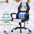 thumbnail image 6 of XF XINFENG Gaming Ergonomic Office Chair, 250lbs Capacity PU Leather Computer Chair with Lumbar Massage, Height Adjustable 360° Swivel Racing Chair, White, 6 of 8
