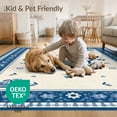 thumbnail image 4 of ODIKA 3'x5' Blue Cream Geometric Floral Design Washable Throw Rug Elegant Medallion with Intricate Borders Stain Resistant, Low Profile, Non-Slip for Entryway, Kitchen, Mudroom, 4 of 7