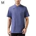thumbnail image 2 of Cocinero de algodón Uniforme de manga corta Cocina de verano delantal Botones Trajes cómodos camisas para hombres suministros para hombres para restaurante azul m Advancent LF000328-08, 2 of 7