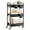 Black, variant on Metal 3 Tier Rolling Cart - Heavy Duty Utility Cart with Lockable Wheels, Hanging Cups, Hooks, Mesh Rolling Storage Cart Craft Cart Organizer, Lightweight and Sturdy, White