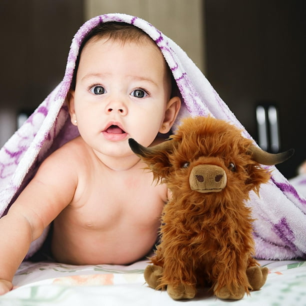 escocesa de las , muñeco de toro de cabellero de Animal suave, juguete de peluche vívido simulado tierno para adultos, regalos de Hugo Juguetes de peluche de vaca de las tierras altas