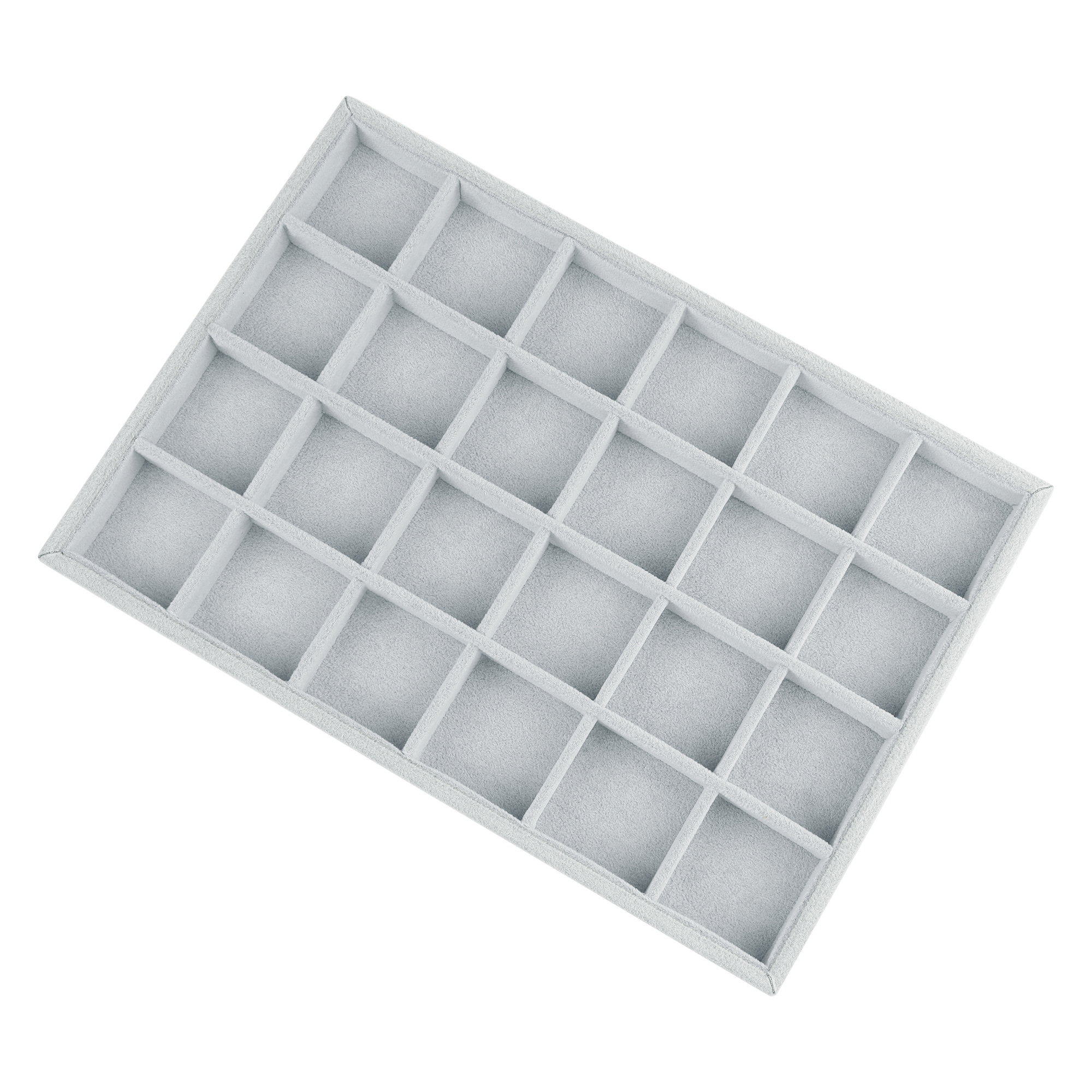 Unique Bargains Velvet Jewelry Boxes Holder Organizer Trays with Removable Dividers Gray 24 Grid Tray