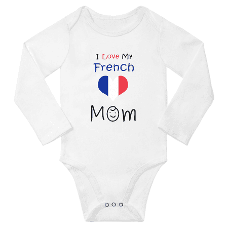 

I Love My French Mom Baby Long Slevve Bodysuit Outfits (White 6-12 Months)