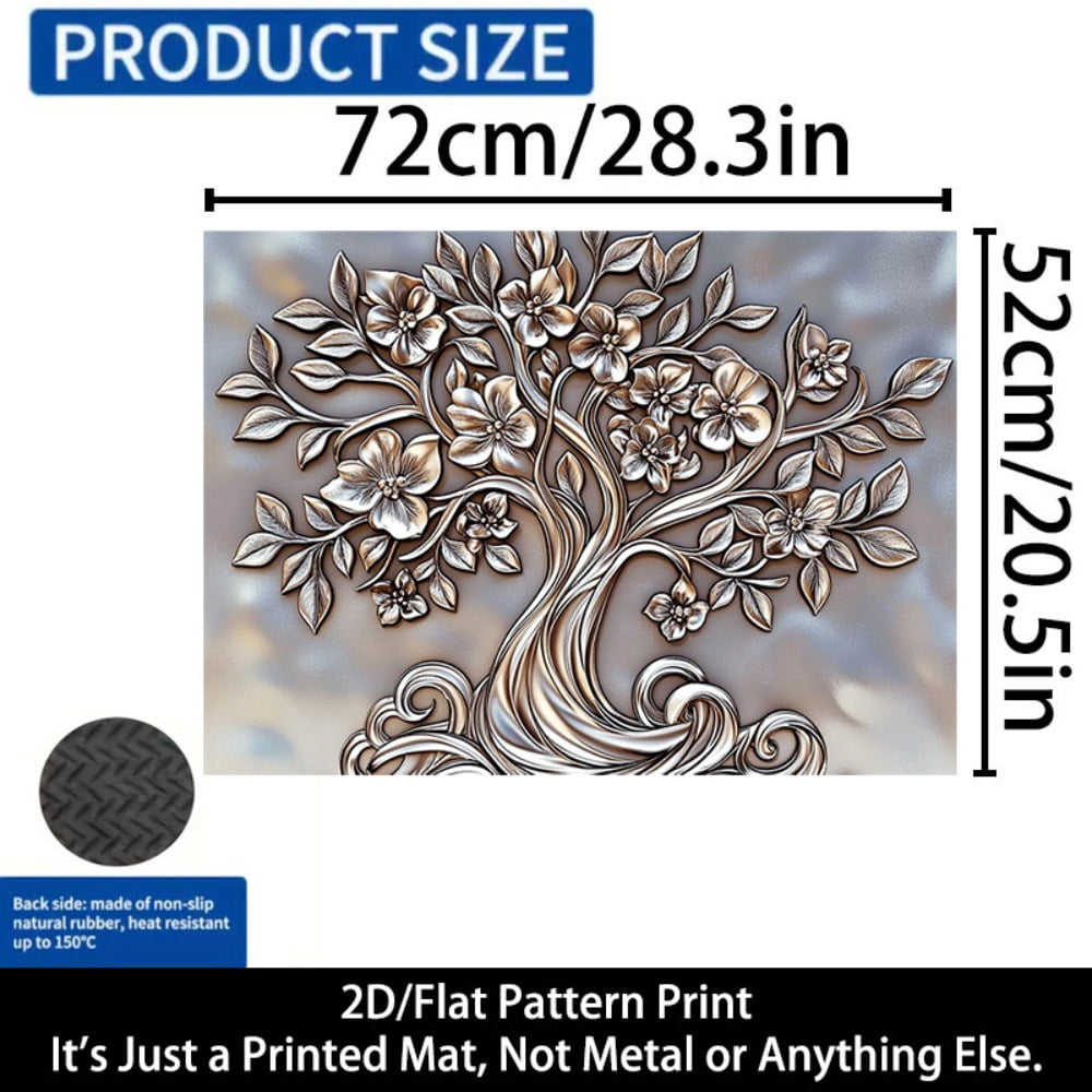 1 2D/flat stove cover protection pad, embossed floral curve tree pattern design, 28.3x20.5 inches (72×52cm), easy to clean, perfectly suitable for any kitchen, washing machine, dryer, stove panel pro