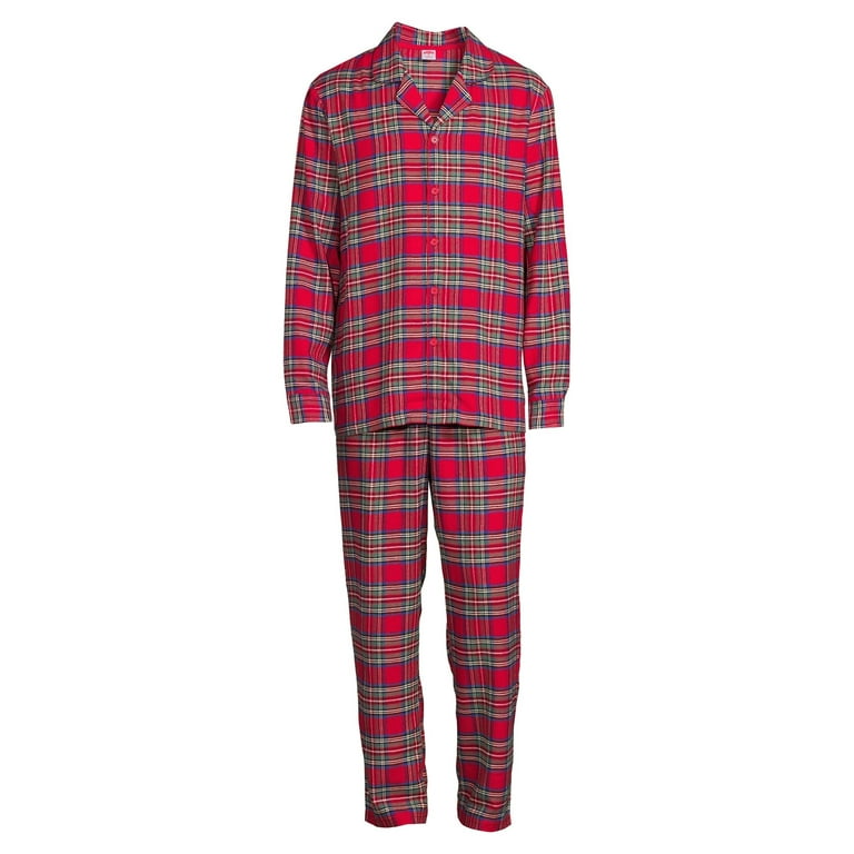 Holiday Time Matching Family Men's Red Flannel Pajama Set, 2-Piece