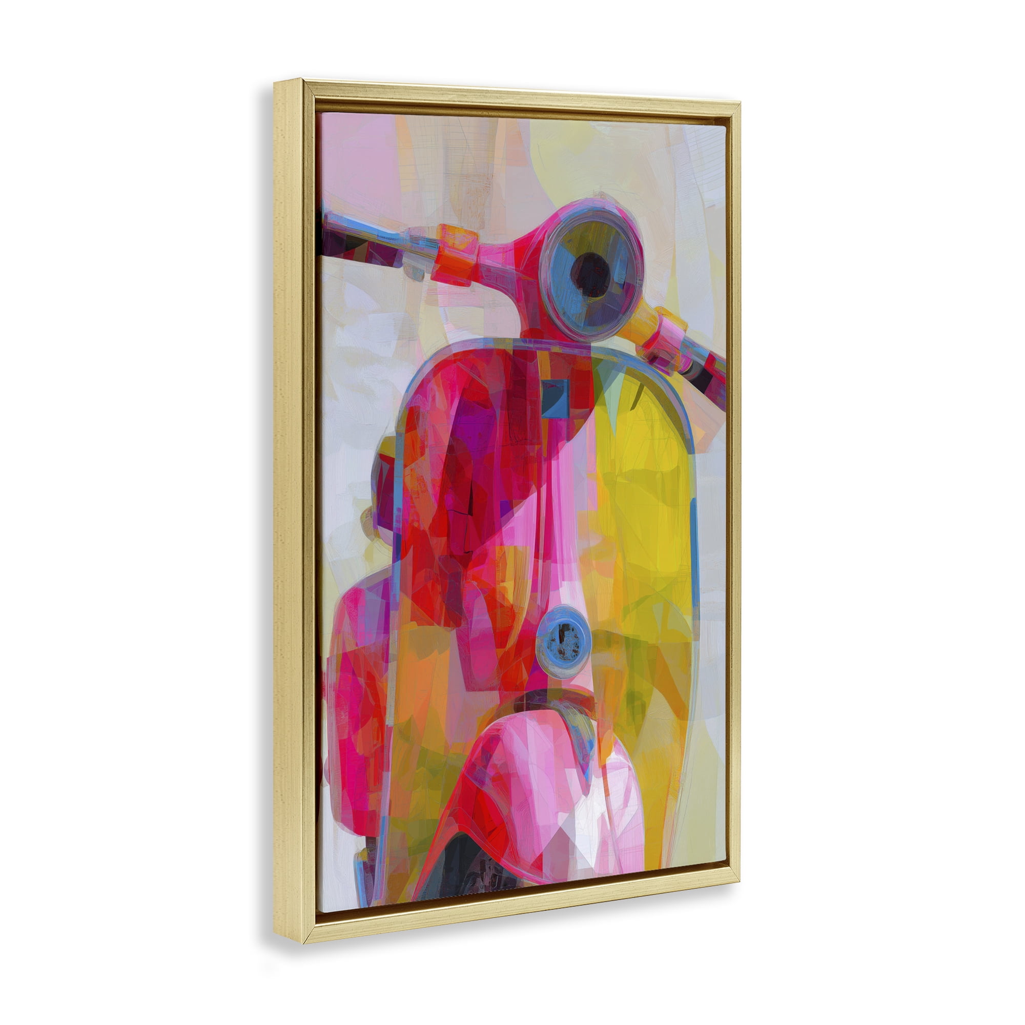 Stupell Industries Vespa in Pink & Yellow Gold Framed Floater Canvas Wall Art, design by Chromatic Storm Studio