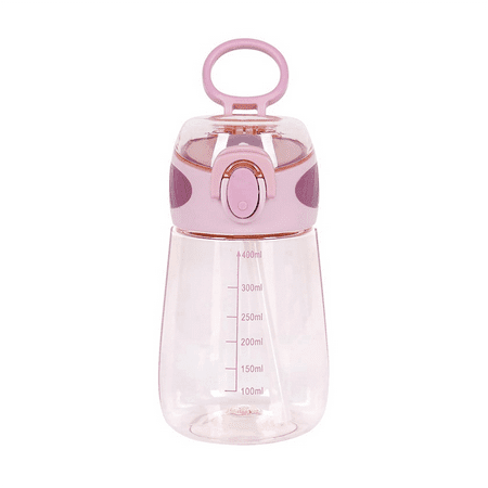 

400Ml Water Bottle with Straw Drinking Bottle for Toddlers with Handle Wide Mouth Leak-Proof Cute Straw Bottle C