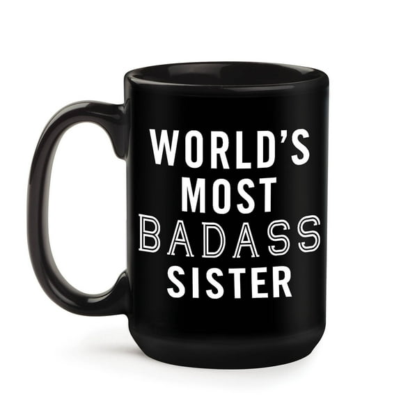 Personalized Badass Sister Black Mug