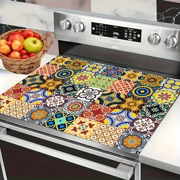 Estera de estufa con estampado floral bohemio | Decoración de cocina moderna | Accesorios de cocina duraderos | Decoración del hogar | Esenciales for la fiesta de mesa