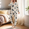 thumbnail image 3 of DISNIMO Cat Bat Pumpkin Printed Women's 2 Piece Pajama Set Halloween Sleepwear Long Sleeve Nightwear with Long Pajama Pant Button Down Ladies Lounge Sets, 3 of 7