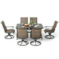 thumbnail image 4 of Nuu Garden 7 Piece Outdoor Dining Set Iron Patio Furniture Set 6 Swivel Patio Chairs and 1 Dining Table with 1.57 Inch Umbrella Hole, Brown, 4 of 6