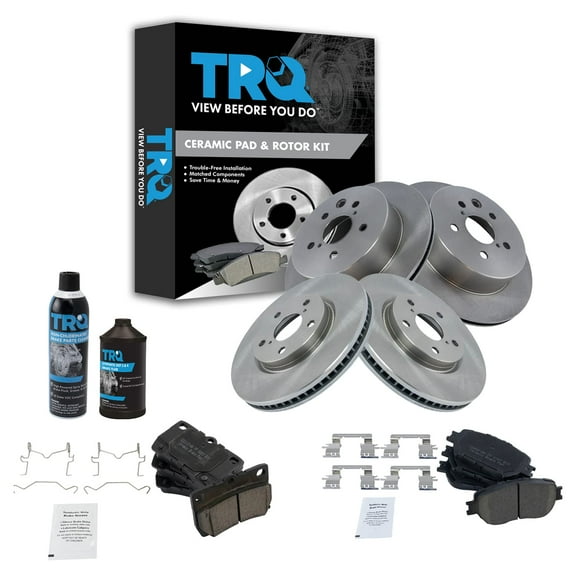 TRQ Brake Rotor & Ceramic Pad Front & Rear Kit w/Chemicals for Lexus IS250 GS300 BKA17339