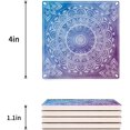 thumbnail image 3 of FMSHPON Mandala Pattern Set of 4 Coaster for Drinks, Absorbent Ceramic Stone Coasters Cup Mat with Cork Base for Home Kitchen Room Coffee Table Bar Decor, 3 of 4