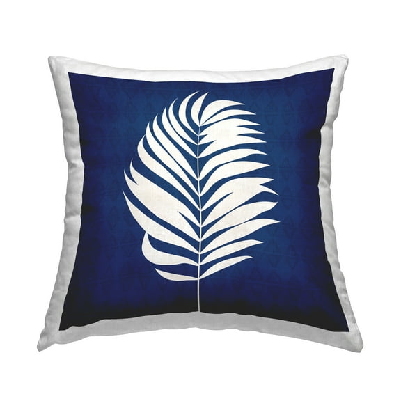 Stupell Industries Abstract Bold Blue White Leaf Shape Design by Susan Jill Throw Pillow