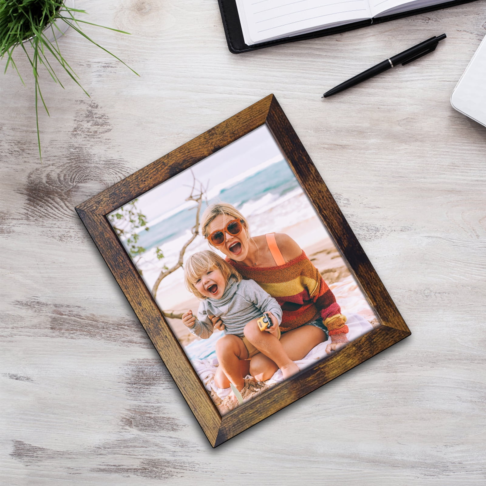 7 Pack 8x10 Picture Frames Set, Brown 8 by 10 Photo Frame for Wall Hanging and Desktop Display