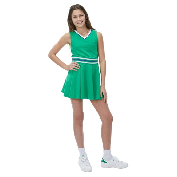 Street Tennis Club Girl Tennis Outfit – Sleeveless V Neck Tennis Dress with Shorts in Club Style - Size S/6