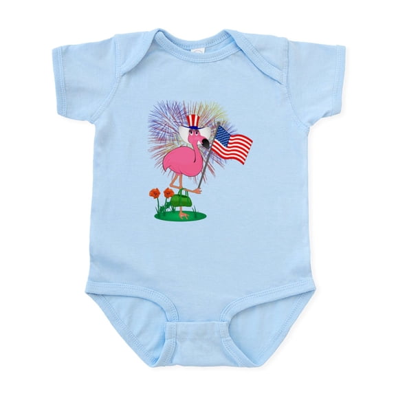 CafePress - Funny 4Th Of July Flamingo Infant Bodysuit - Baby Light Bodysuit, Size Newborn - 24 Months