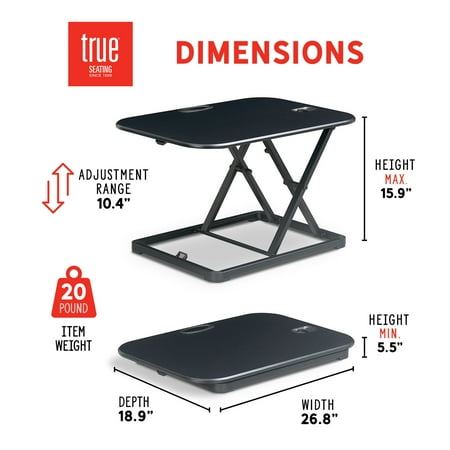 True Seating - Ergo Height Adjustable Laptop Riser Stand - Black