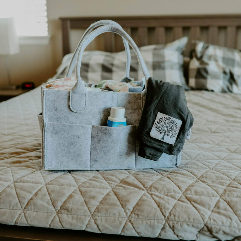 Grey Cottage Bag / Large Felt Tote Bag / Felt Laundry Basket / 