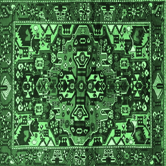 Ahgly Company Indoor Square Persian Emerald Green Traditional Area Rugs, 8' Square