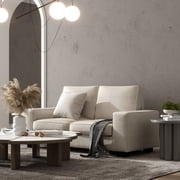 Modern Sofa 3 Seater Couch with Solid Wood Frame for Living Room Furniture Removable Back Cushion and Seat CushionBeige
