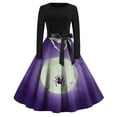 thumbnail image 1 of Halloween Print Flare Dress For Women Long Sleeve Dress Hollow Party Casual Dresses, 1 of 4