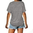 thumbnail image 6 of Short Sleeve Blouse Women's V Neck T Shirts Short Sleeve Tunic Tops Basic Tee Loose Fitting Casual Tops Side Ruched Tunic Shirts Summer Tops for Women Womens Fitted Tshirt Gray L, 6 of 8