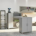 thumbnail image 2 of Pemberly Row Transitional Wood Hobby and Craft Desk with Storage Cabinet in Gray, 2 of 12