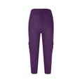 thumbnail image 5 of Hiking Capris for Women Slim Fit Low Rise Drawstring Cargo Capris Stretchy Lounge Capris with Button Pockets Purple XL, 5 of 8