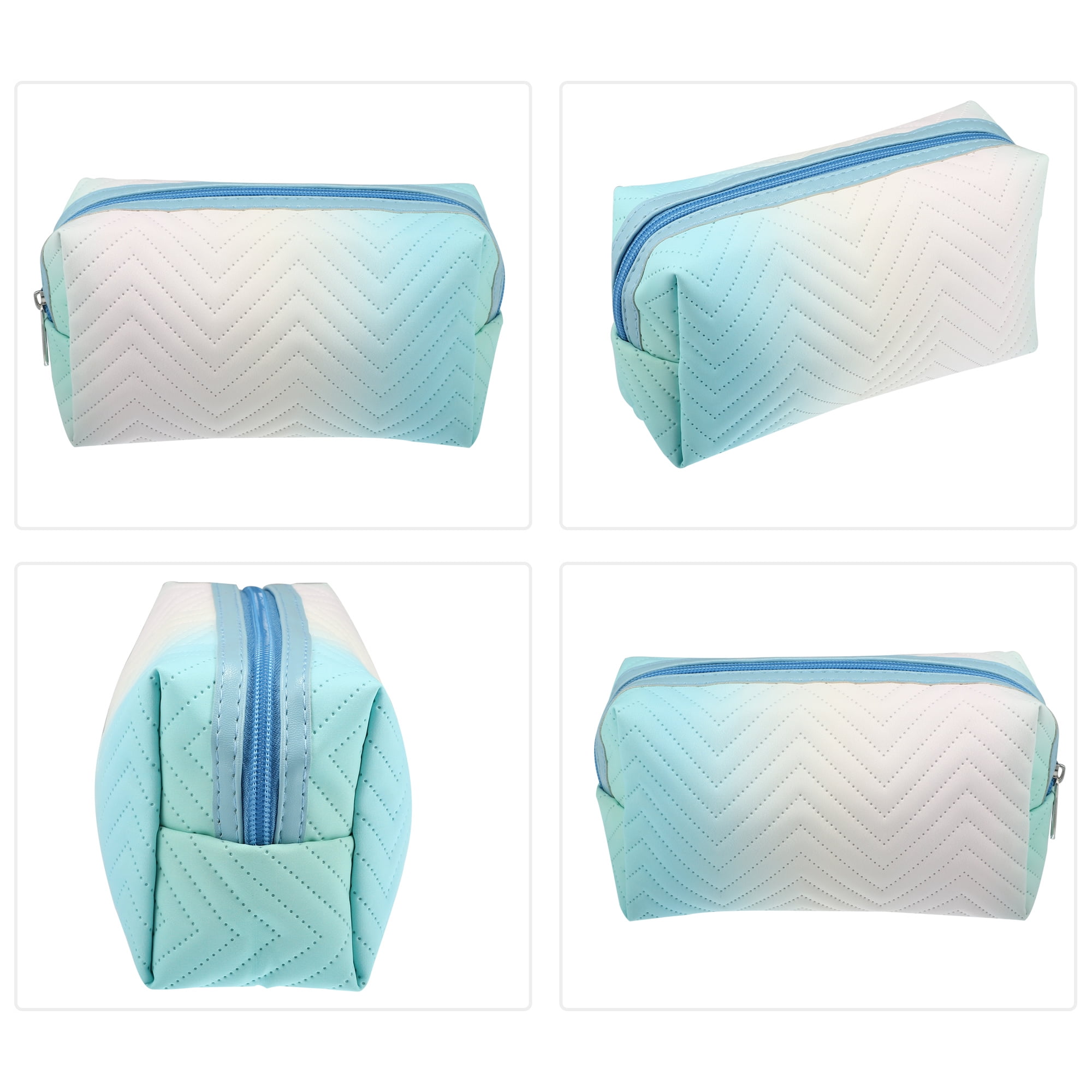 Unique Bargains Floral Makeup Bag Zipper Flower Cosmetic Pouch Blue