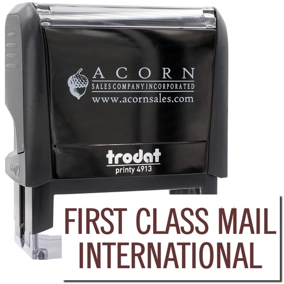 Large Self-Inking First Class Mail International Stamp, Trodat Printy 4913, Press and Print Stamping, Impression Size 7/8" x 2-1/4", Up to 10,000 Impressions - Brown Ink