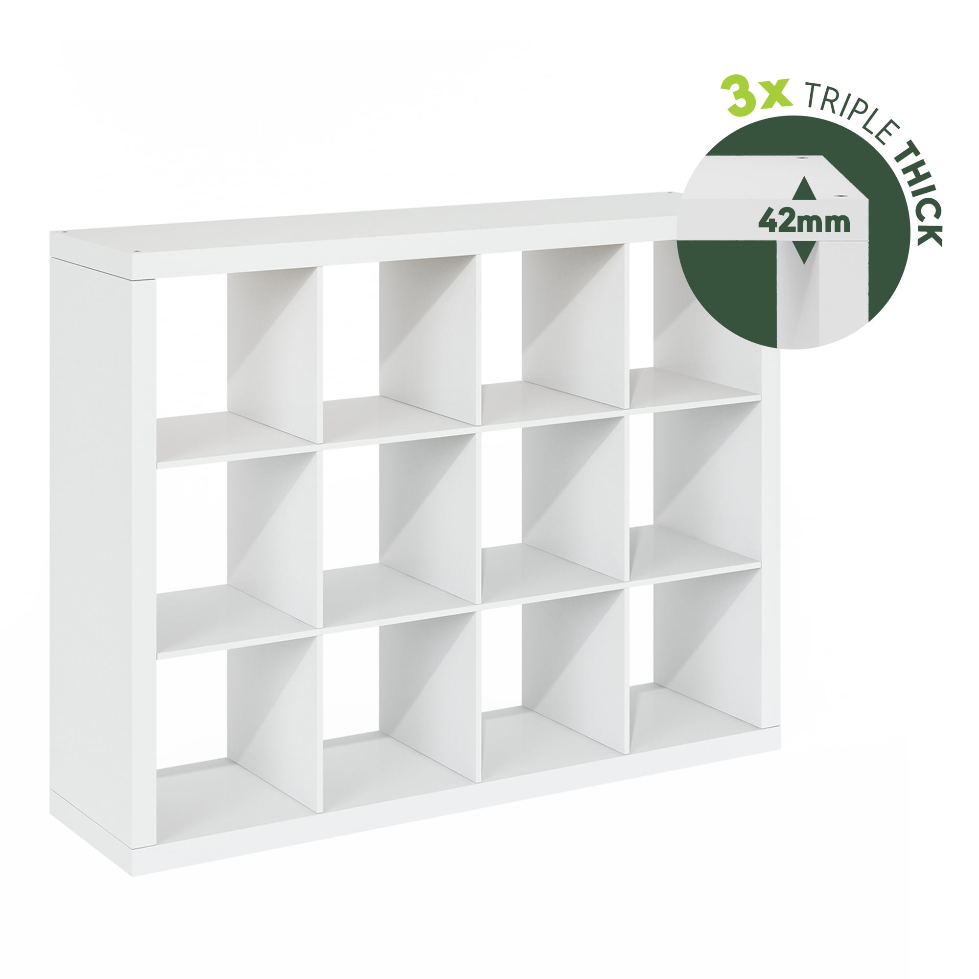 Furinno Cubicle Extra Thick Frame Decorative Cube Storage Organizer, 12-Cube, White