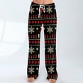 thumbnail image 3 of Women's Pajama Pants Sleepwear Casual Drawstring Elastic Waist Pants Comfy Straight Yoga Loose Trousers with Christmas Print, Fashionable Home Bottoms for Winter, Black, 2XL, 3 of 7