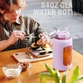 thumbnail image 3 of MUKOKO 84oz Glass Water Bottle, 2.5L Gallon Water Jug with Straw Lid and Stainless Steel Handle, Motivational Capacity Marker, Purple, 3 of 6