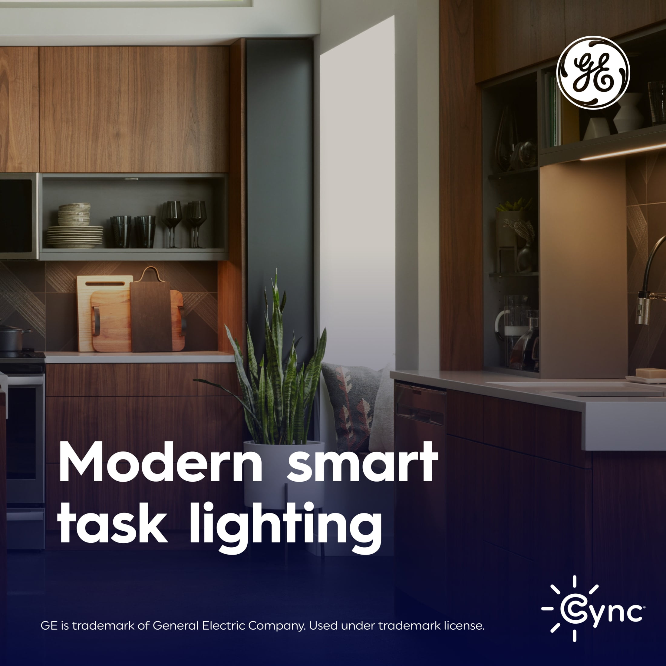GE Cync Reveal Smart LED Under Cabinet Light Fixture, Color Changing Kitchen Light, 18in