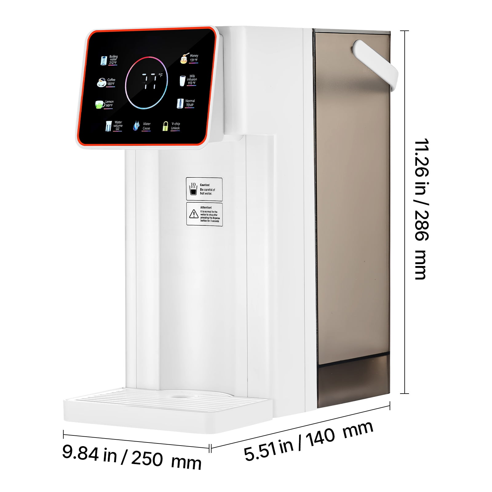 KFFKFF Countertop Instant Hot Water Dispenser with Adjustable Temperatures & Water Volumes, 101oz Detachable Tank, Rapid Heating, Touchscreen Control & Safety Lock for Home Use