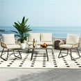 thumbnail image 7 of Yaheetech 4-Piece Boho Style Patio Rattan Conversation Set with Cushions and Pillows, Tan/Cream, 7 of 7