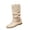Beige, variant on Womens Knee High Boots Round Toe Side Zipper Low Heel Boots Wide Calf Pull On Comfortable Double Buckle Fall Winter Long Boots