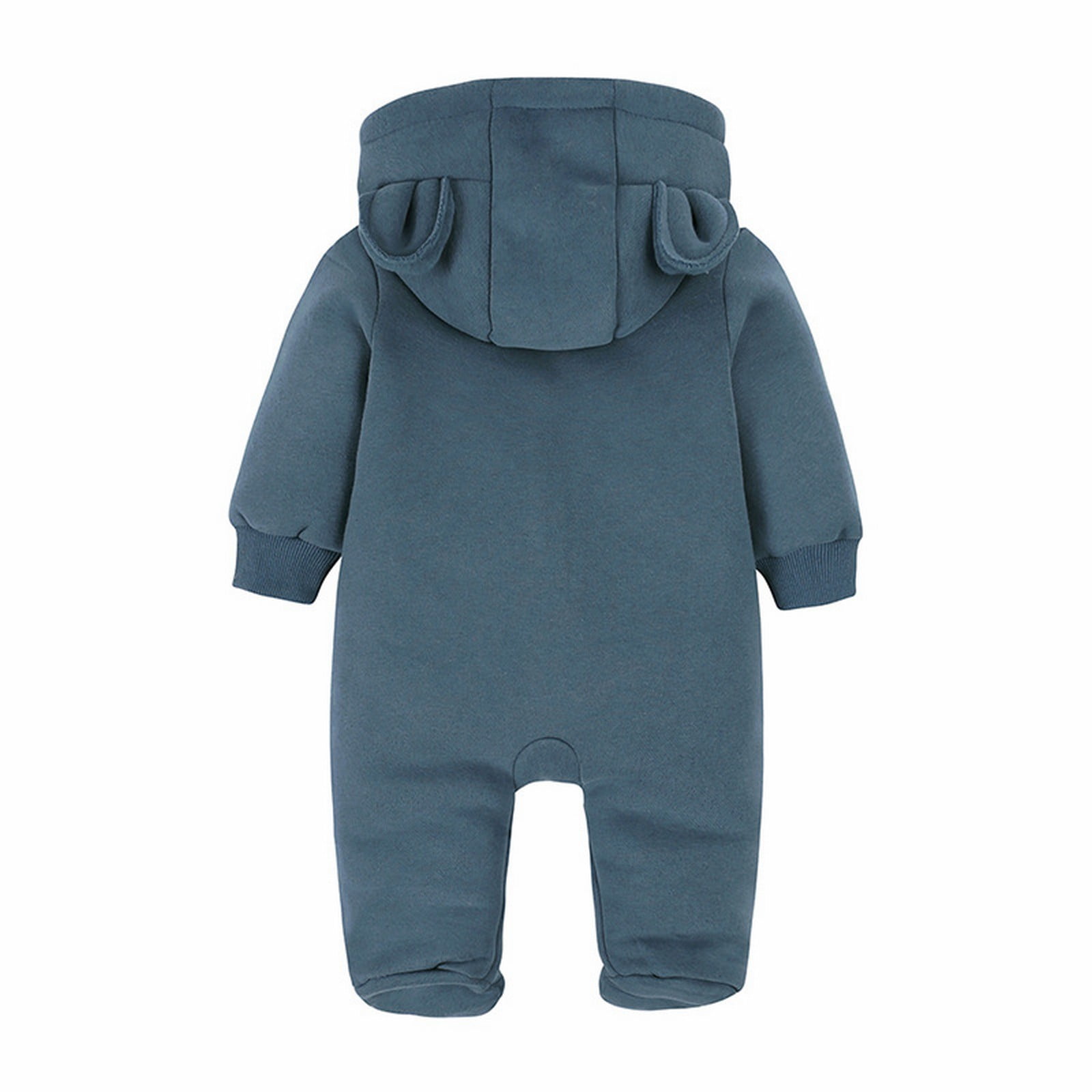 UACY Baby Fleece Jumpsuit Newborn Boys Girls Fuzzy Bear Ears Hooded Outfits Winter Warm Snowsuit Zip Up Onesie (Navy, 18-24 Months)