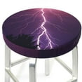 thumbnail image 3 of Fotbe Thunderstorm Violet Purple Stool Covers Round,Waterproof Round Bar Stool Covers Bar Chair Covers Washable Stool Cushion Slipcover for 12-14 Inch Chair-13 inch, 3 of 7
