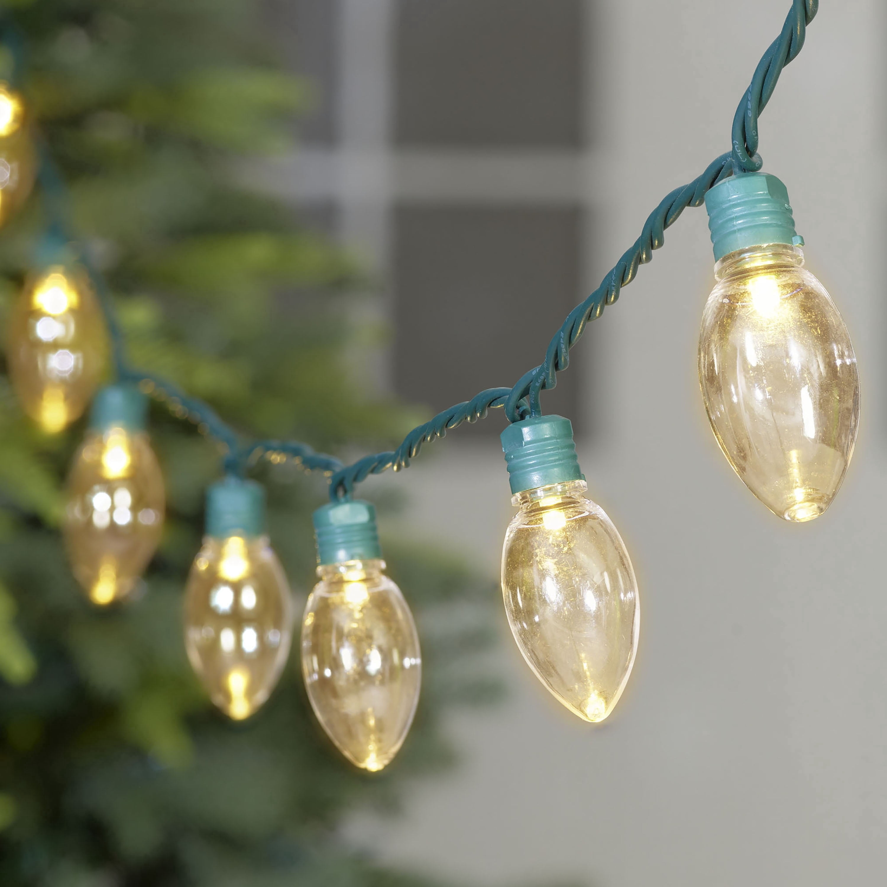 Indoor/Outdoor 100-Count LED Smooth C9 Christmas String Lights, Warm White, Green Wire, 57', by Holiday Time