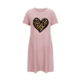 thumbnail image 4 of VgaVtl Sleep Shirts for Women Plus Short Sleeve Pink Womens Sleepwear Plus Size Cute Heart-shaped Leopard Print Nightgowns, 4 of 5