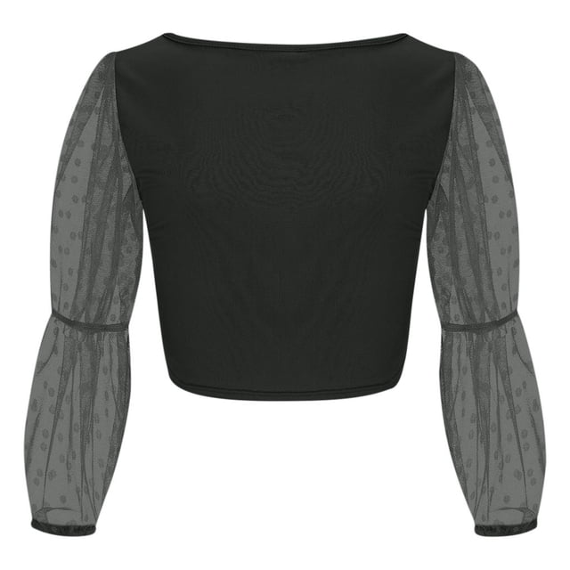 Blouse à Col Carré pour Femme, Chemise d'Été à Manches Longues Bouffantes et à Volants, Blouse Décontractée, Hauts