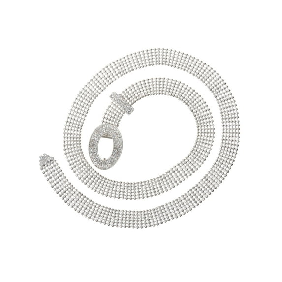 3/4" Rhinestone Open Oval Metal Ball Chain Belt