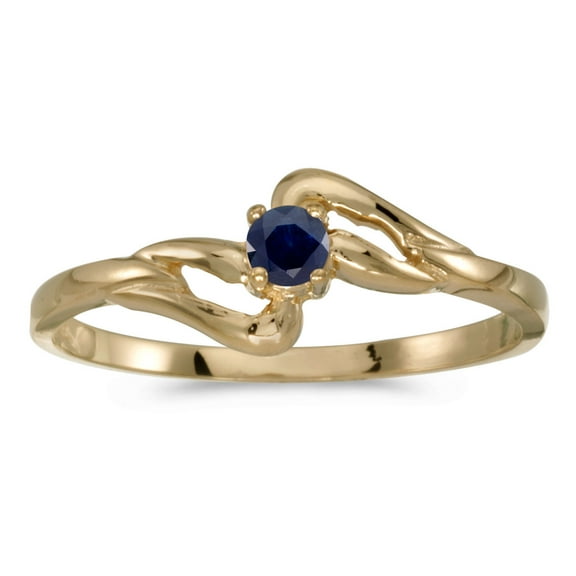 14k Yellow Gold Round Sapphire Ring